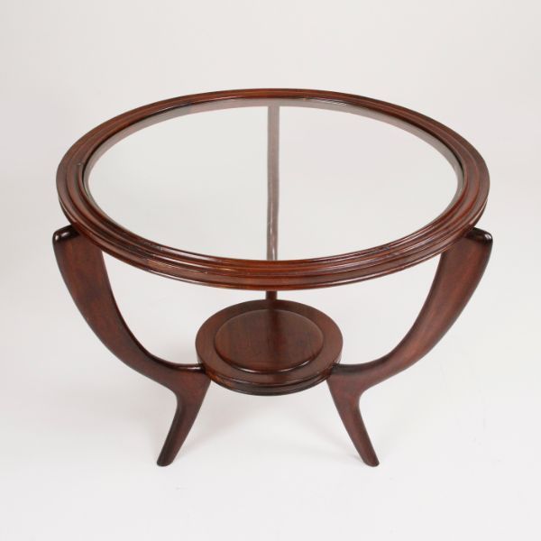 Vintage coffee table in wood and glass (1950s), image