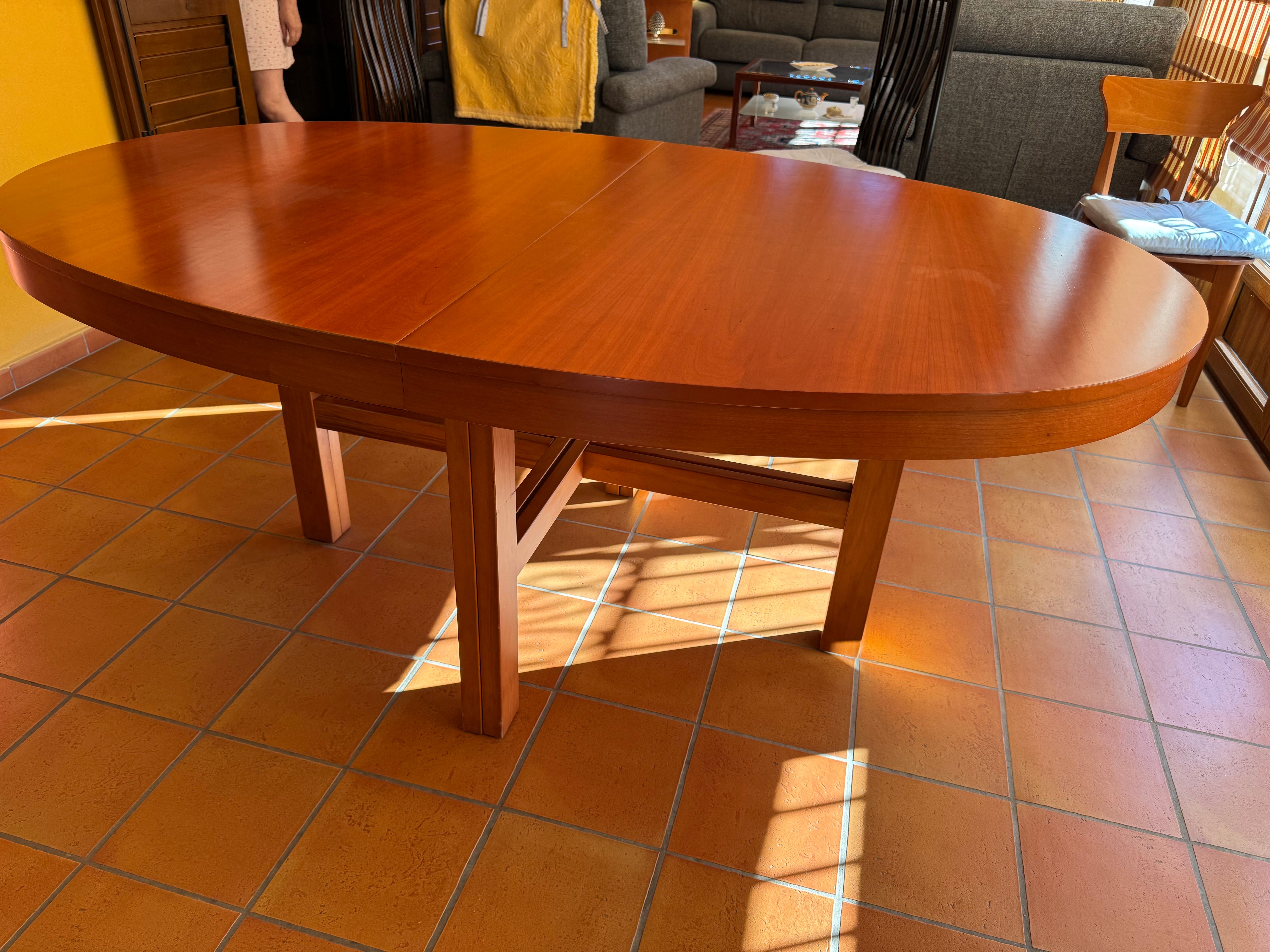 Vintage Ausziehbarer Esstisch Oval Massivholz Side
