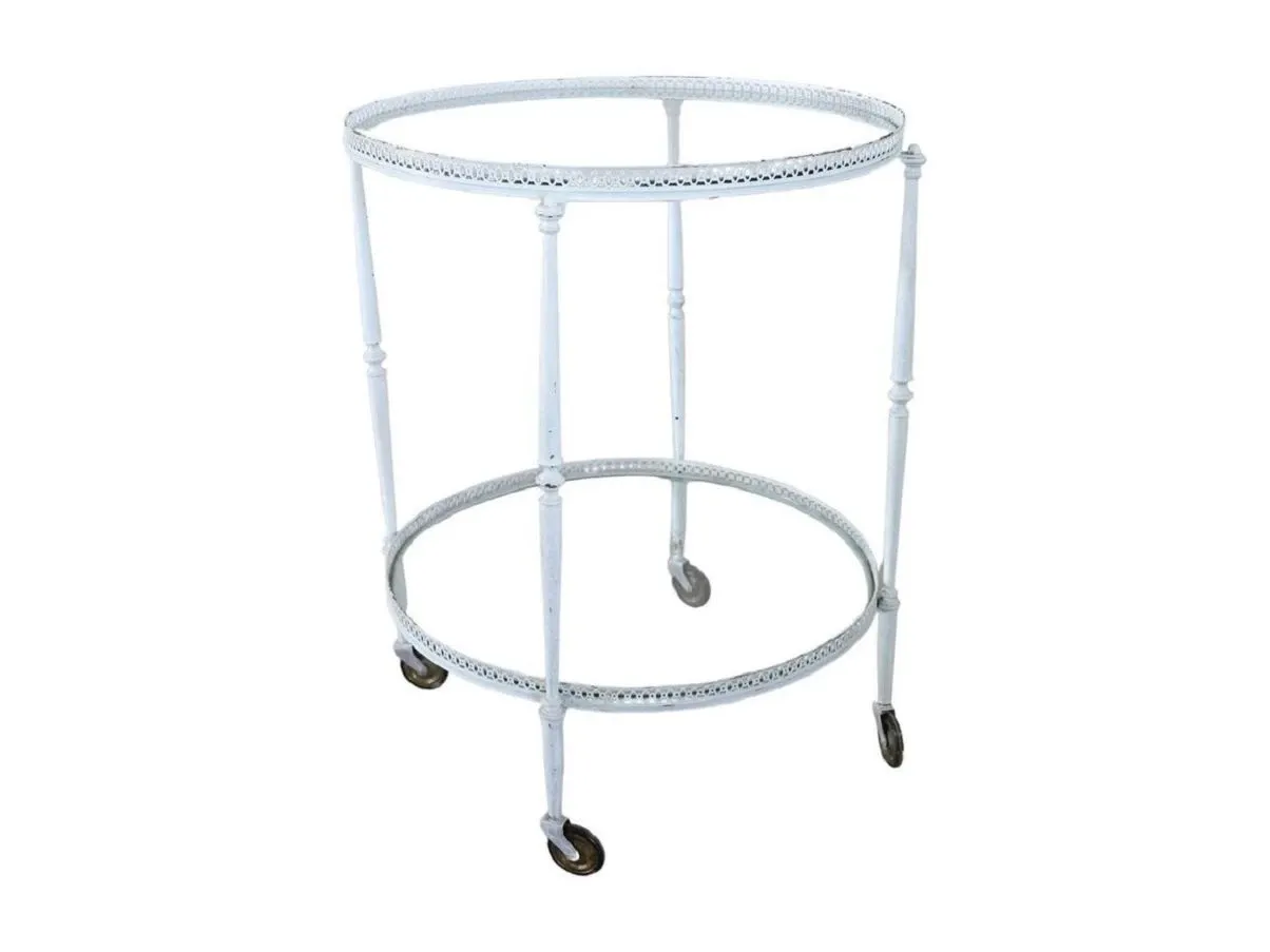 Round bar trolley in brass and vintage glass (1980s), image