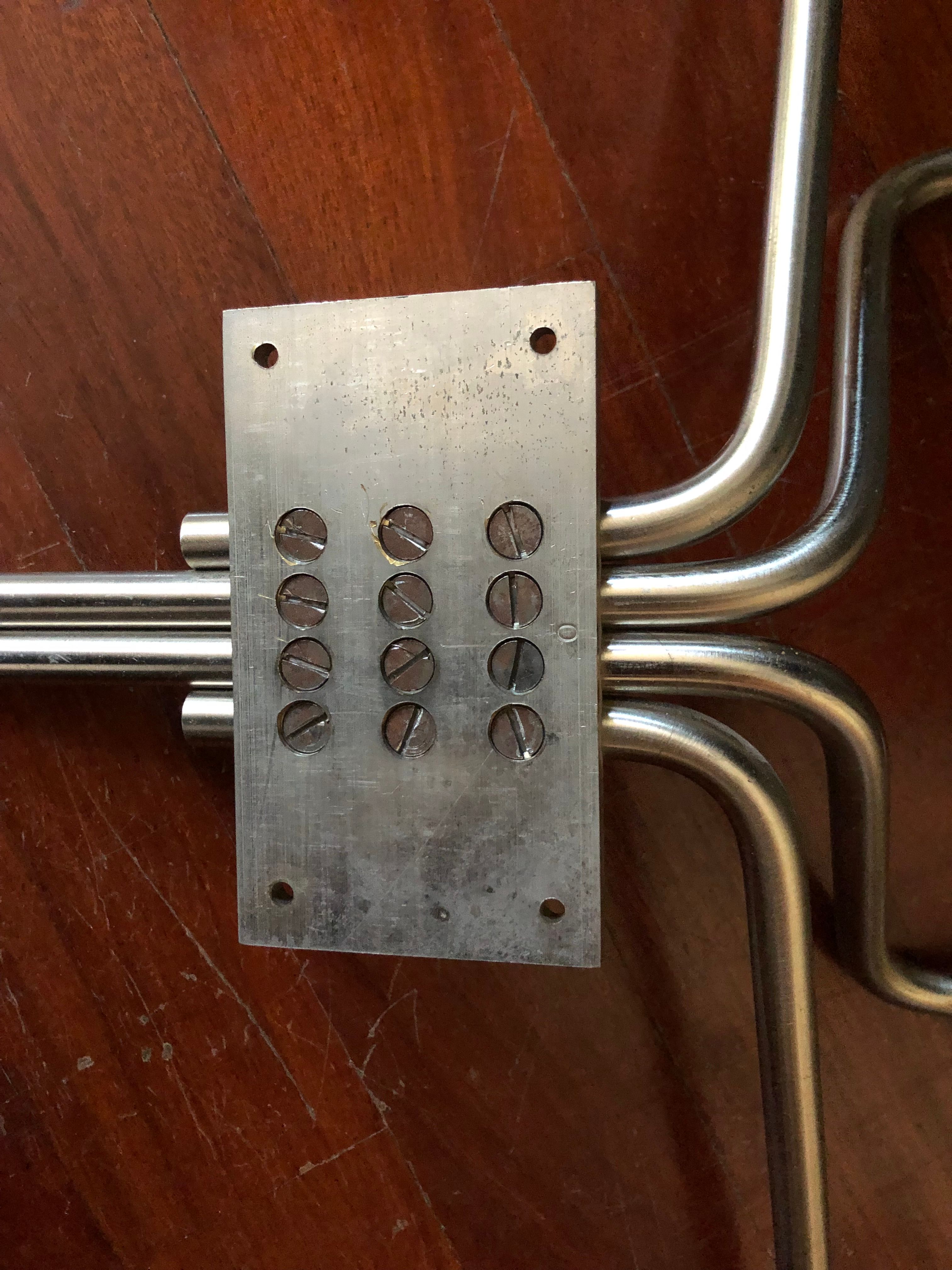 Clitoquattro brass wall coat rack by Sergio Mazza (60s), Artemide  Details