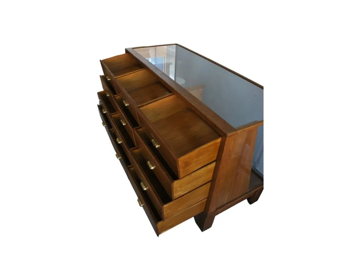 Cassettiera vintage in legno e vetro (anni '50), Shopfittings Manchester 3