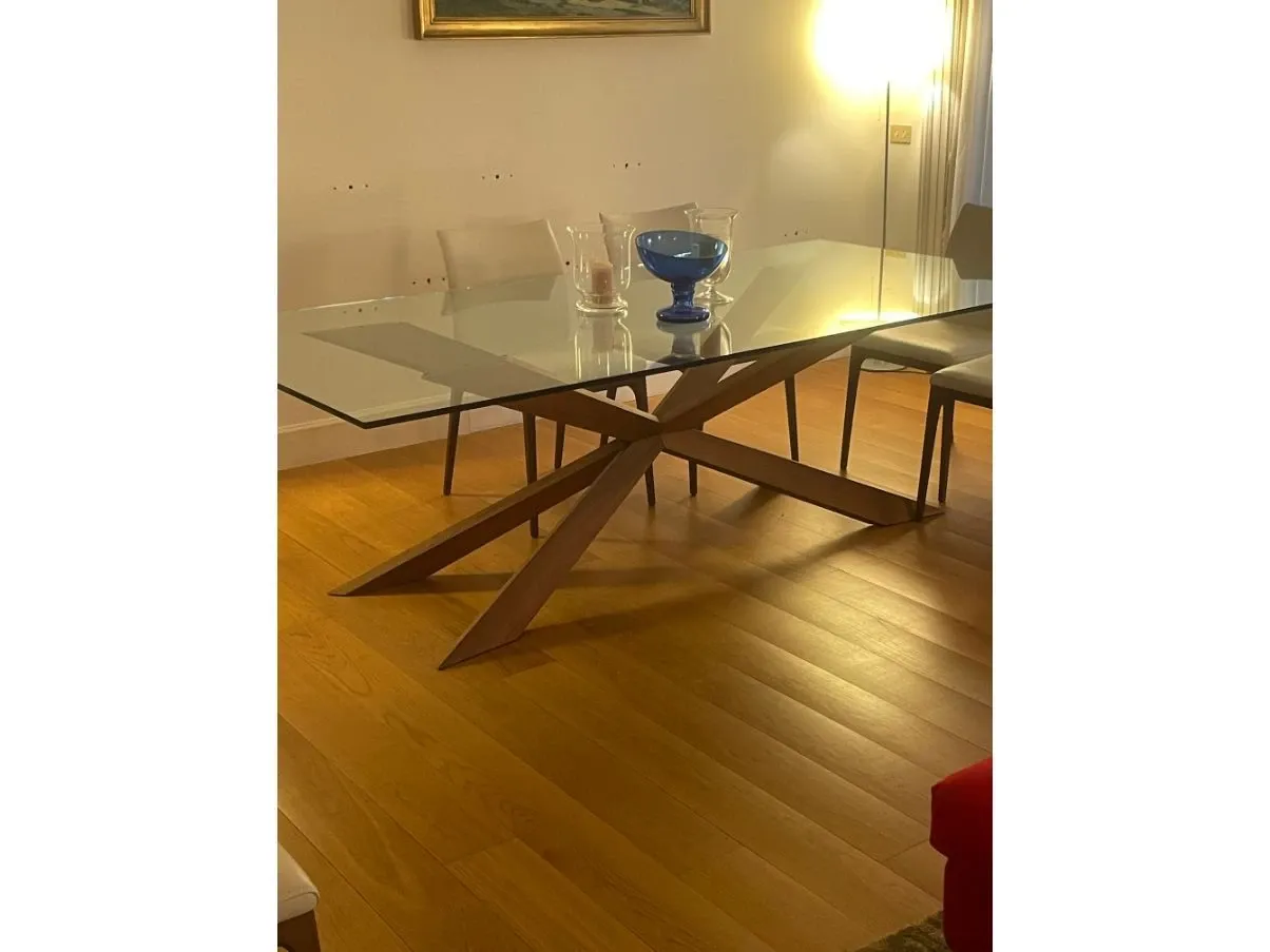 Table in canaletto walnut base with glass top, Cattelan Italia image