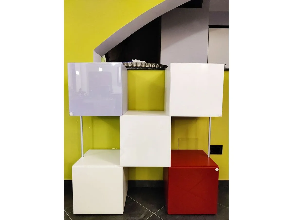 Libreria modulare Net con cubi colorati, Lago 