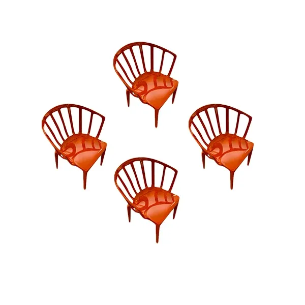 Set of 4 Venice polycarbonate (orange) armchairs, Kartell image