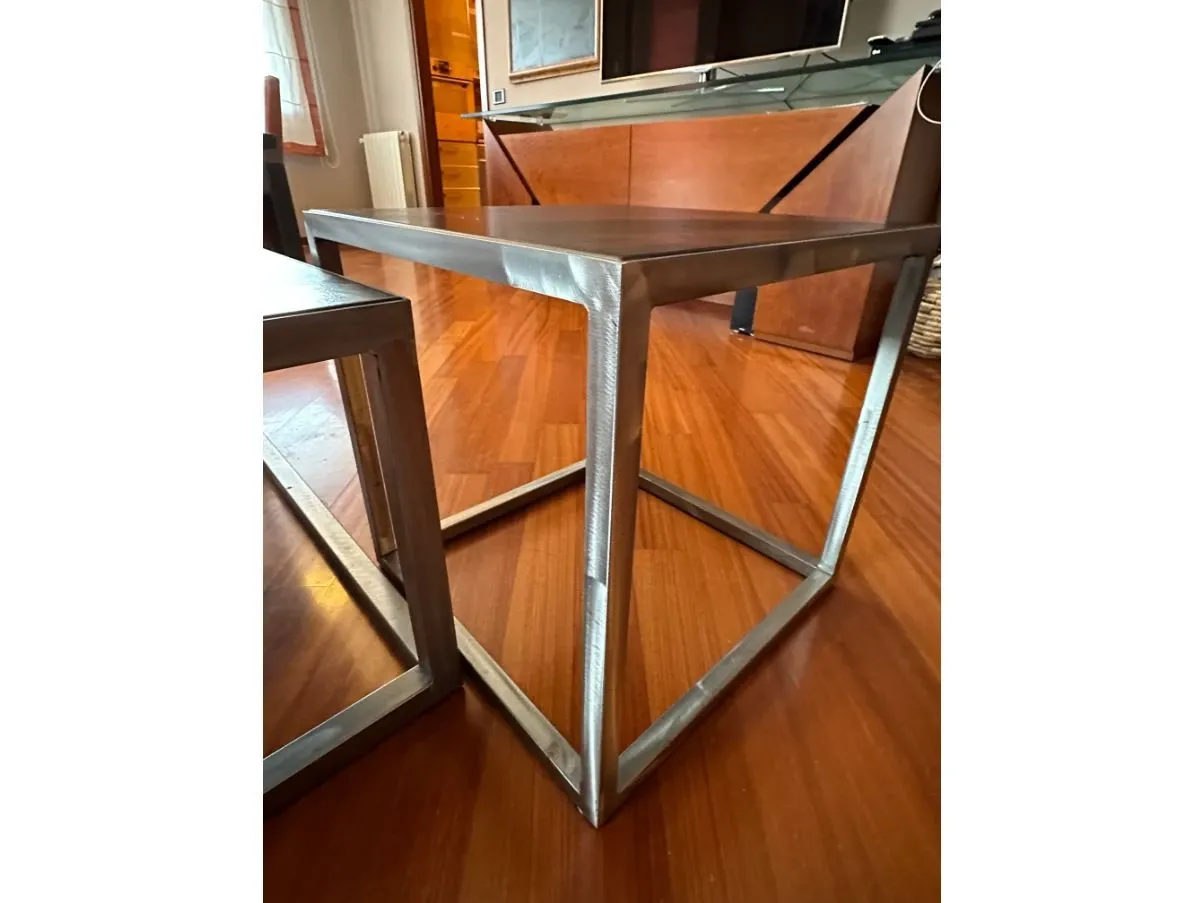 Square coffee table in steel, Baxter 3
