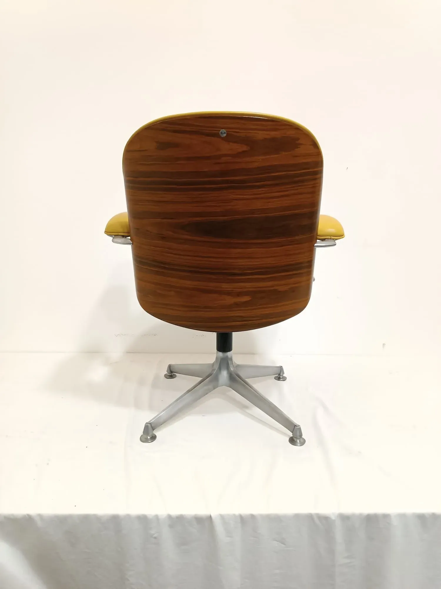 Ico Parisi yellow leather office armchair 6