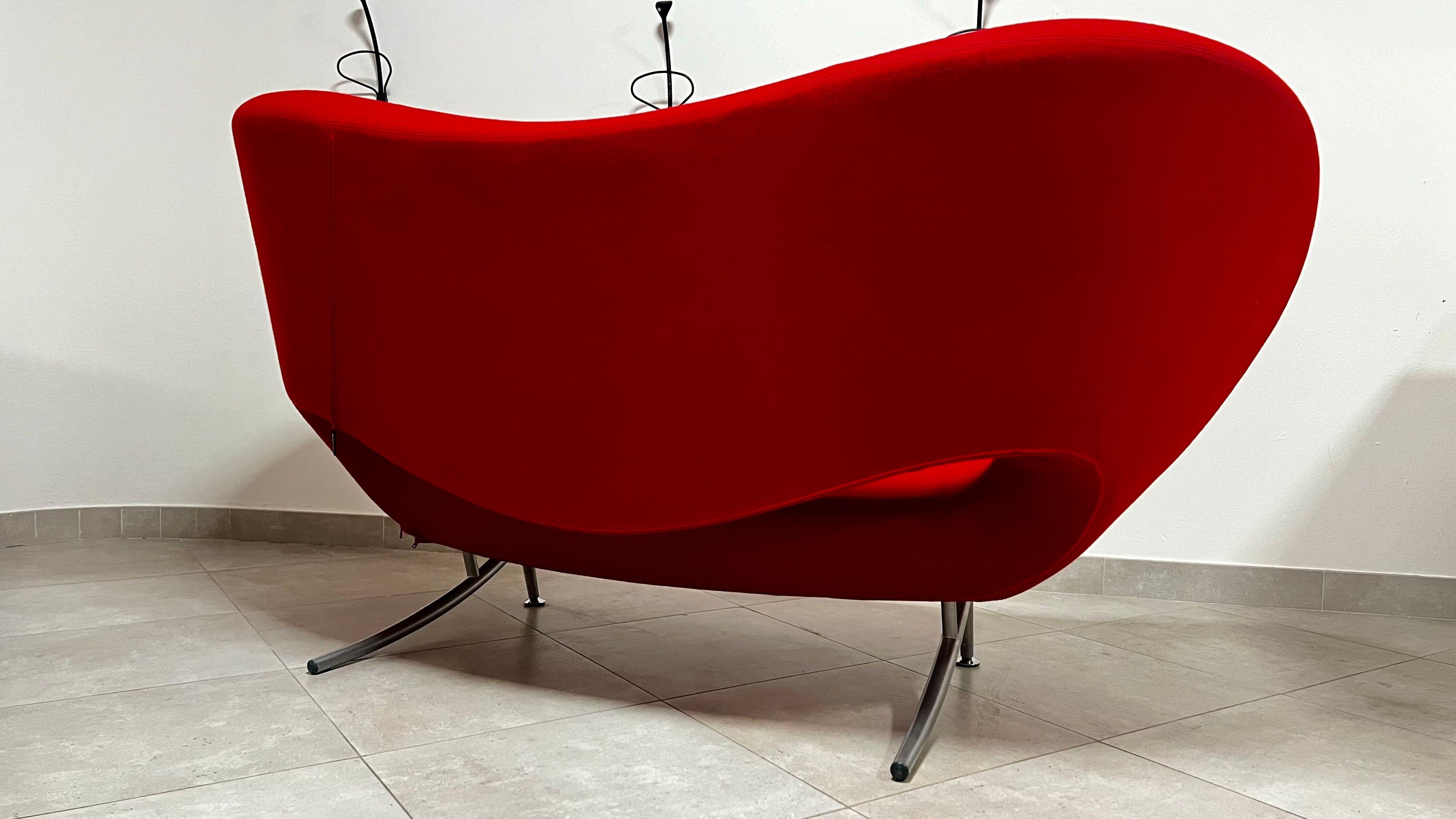 Victoria and Albert sofa in red polyurethane by Ron Arad