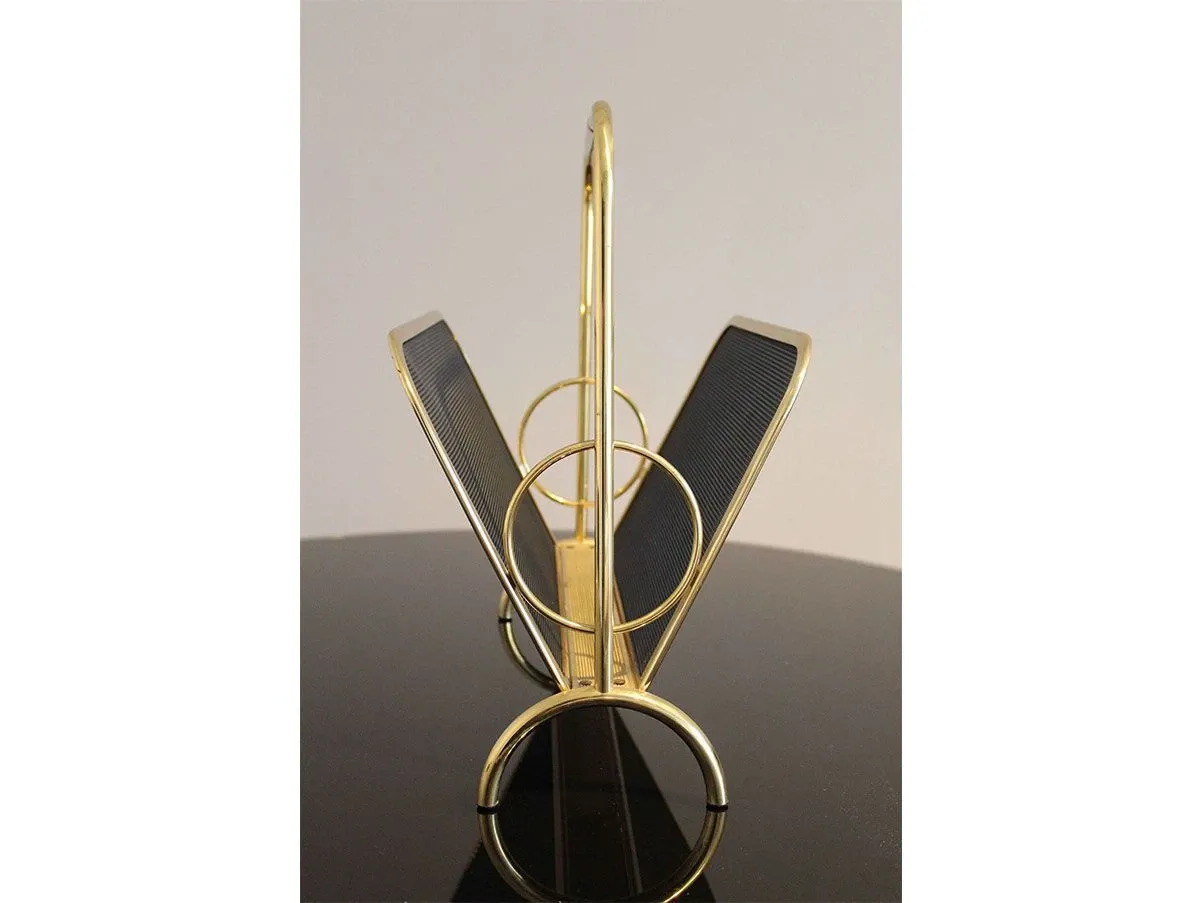 Portariviste in ottone e metallo laccato nero (anni '70) 5