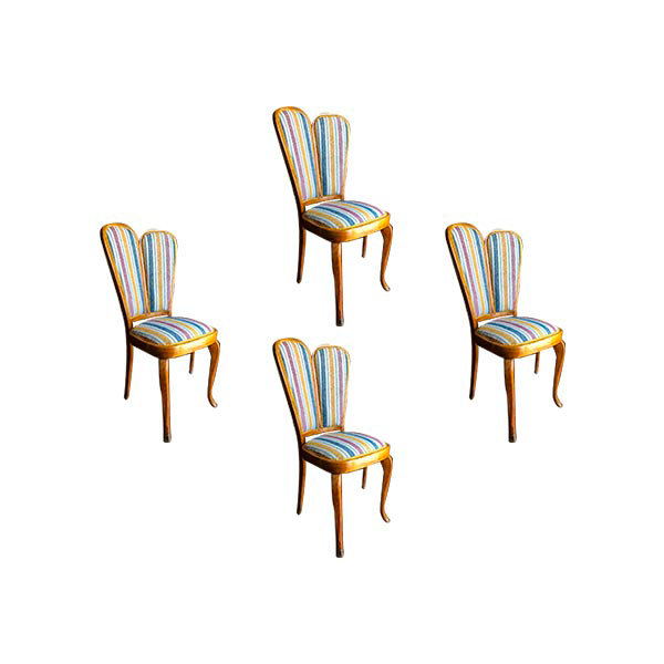 Set 4 sedie in tessuto e legno faggio (anni '40) image