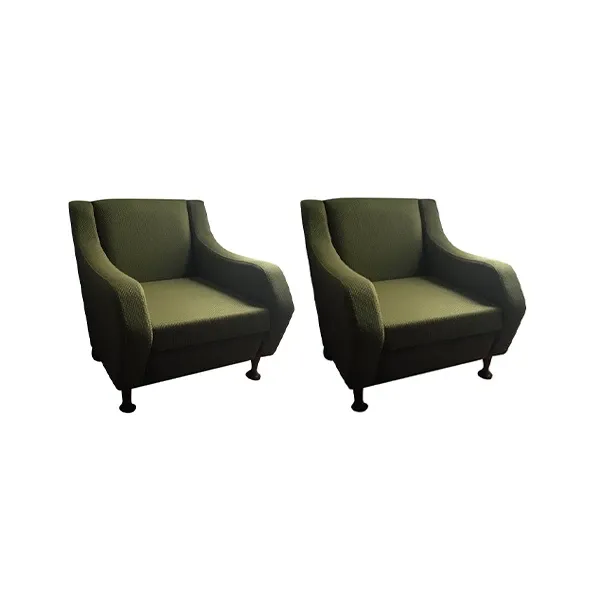 Set 2 poltrone danesi vintage in tessuto (verde) 1