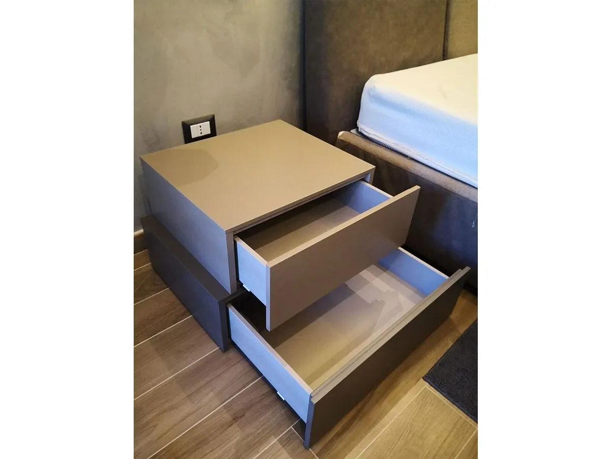 Set 2 Nap bedside tables in lacquered wood (beige-brown), Jesse 2