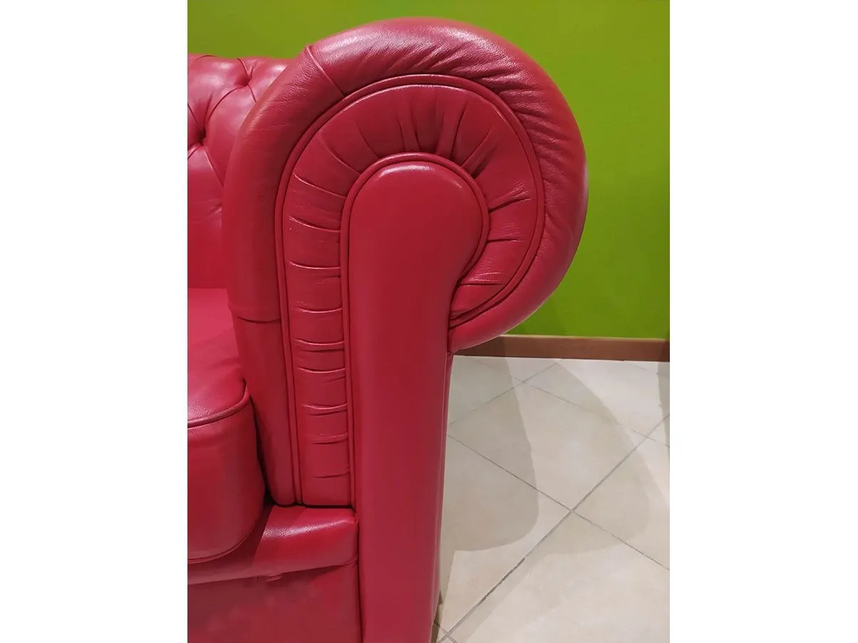 Chesterfield Sofa 3-Sitzer aus Leder (rot) 5