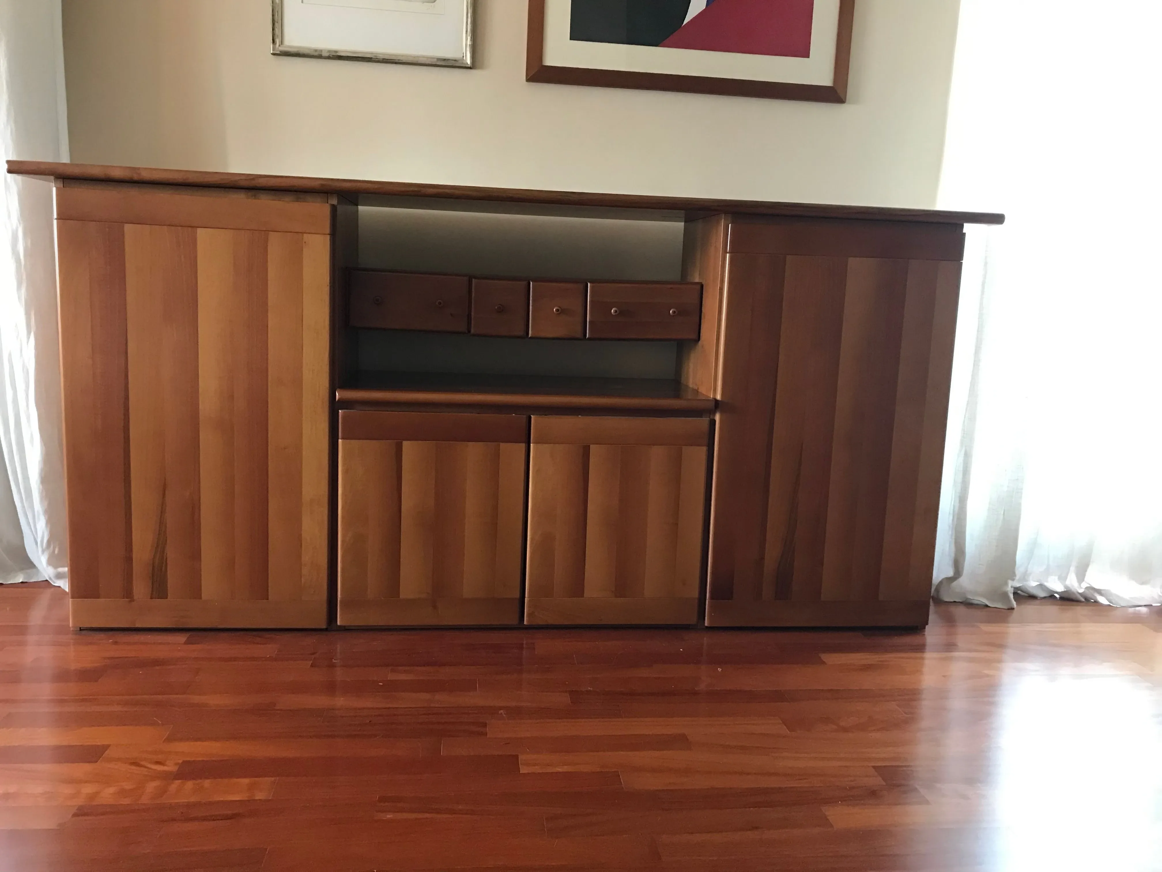 80s sideboard with three modules in walnut 