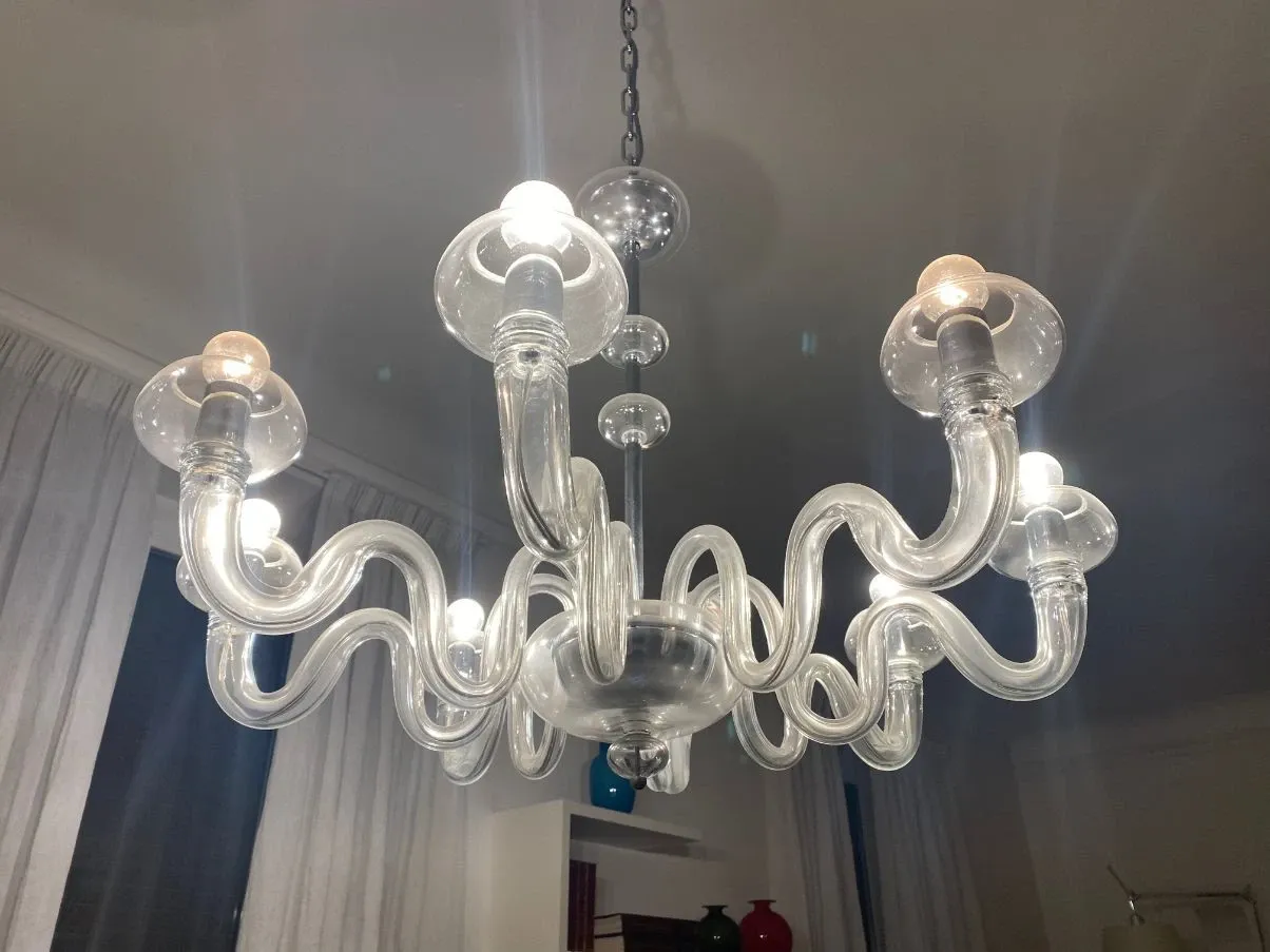 Lampadario a 8 luci Bissa Boba, Barovier&Toso 3