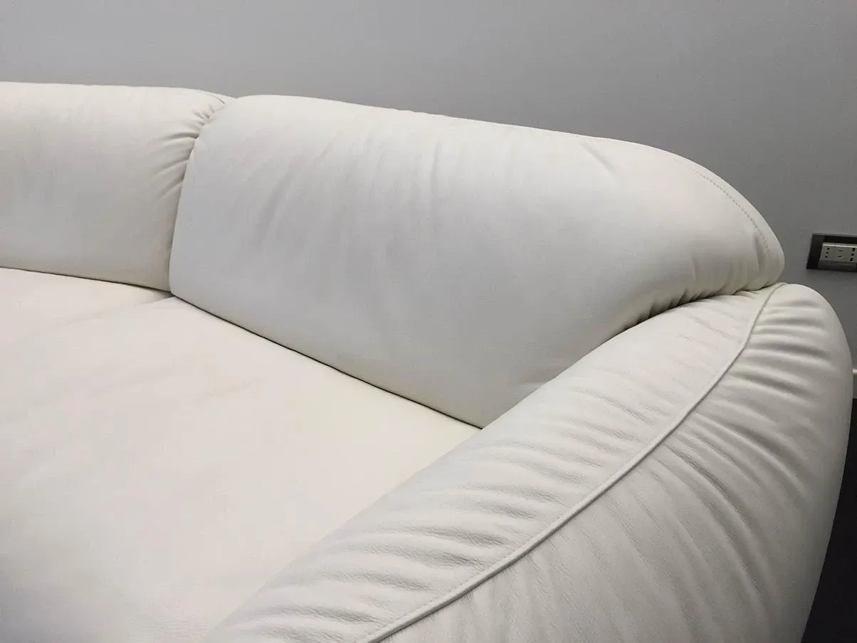 4 seater sofa Piumotto08 in leather (white), Busnelli 6