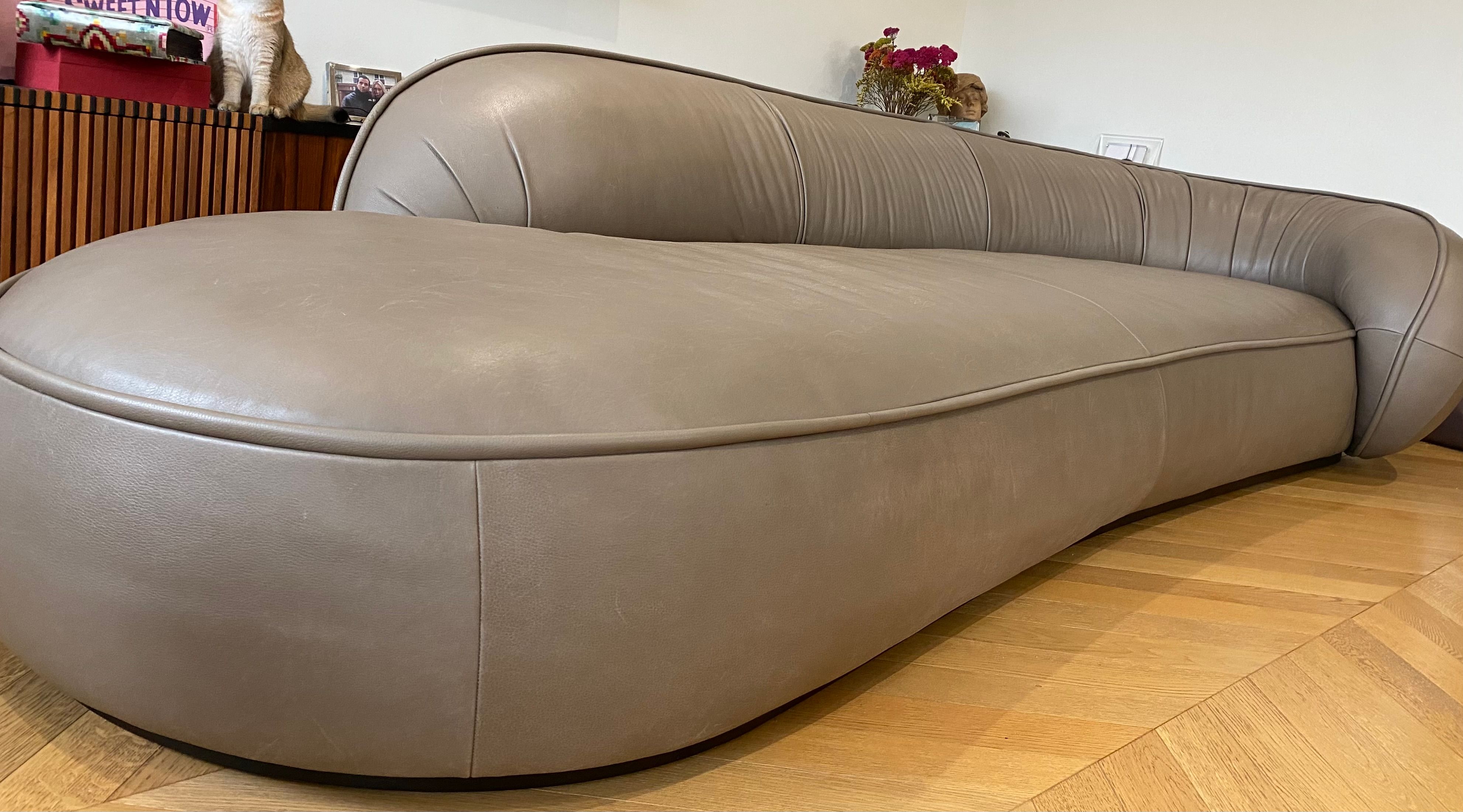 Leon 4-Sitzer Sofa aus braunem Leder Front