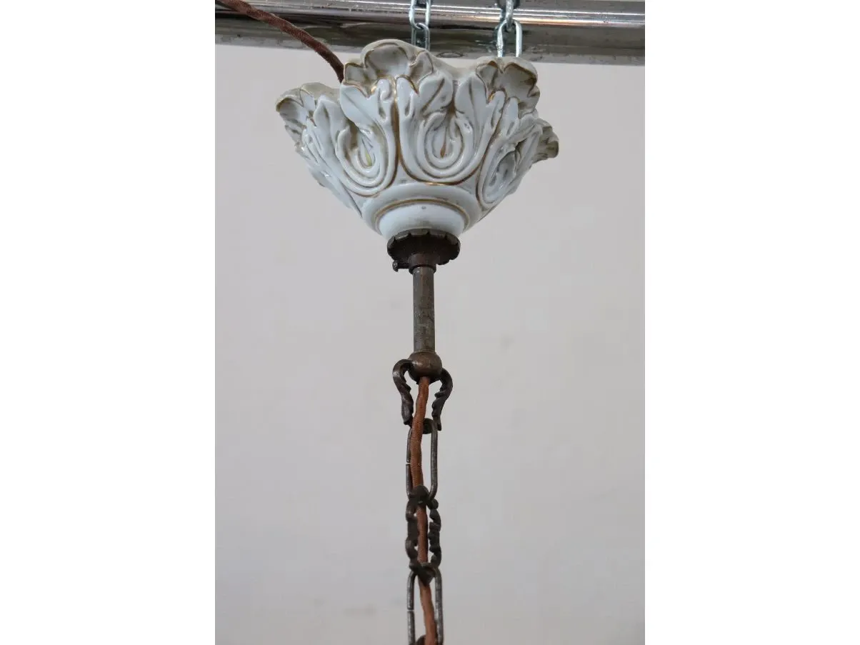 Lampadario vintage in porcellana decorata (anni '50) 7