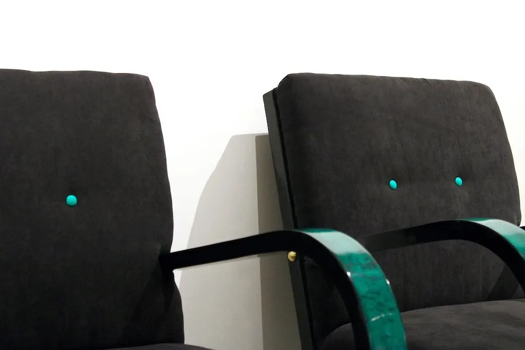 Set of 2 Deco Armchairs 1940s 3