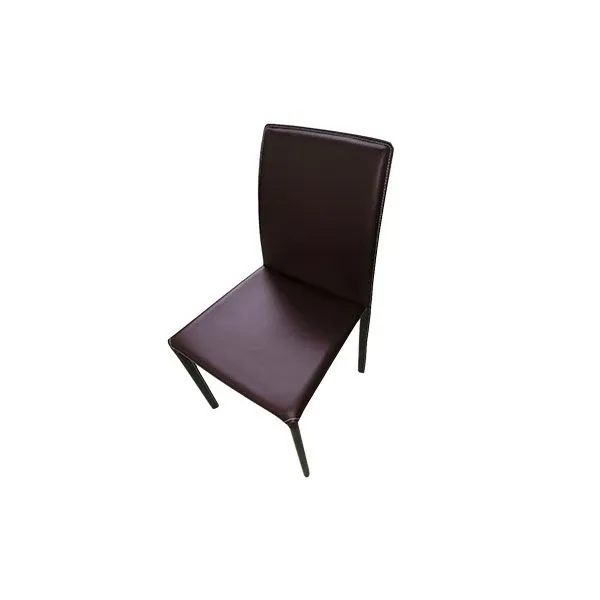 Chair covered in leather with stitching (brown), Roche Bobois image