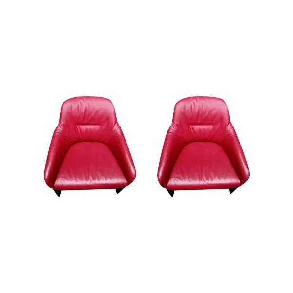 Set 2 poltroncine Avus in ABS e pelle (rosso), Plank image