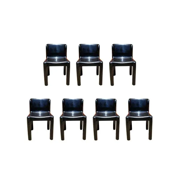 Set of 7 chairs model 4875 in plastic (black), Kartell image