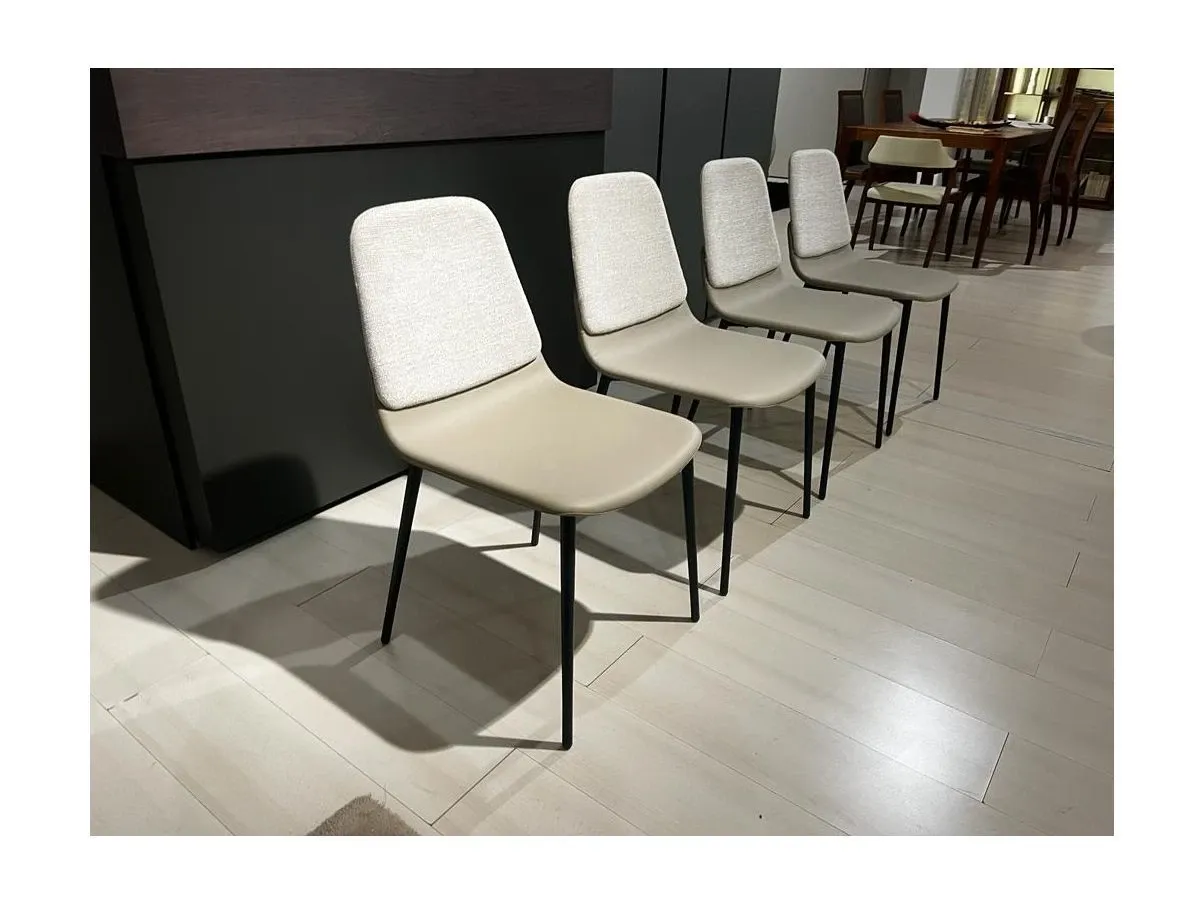 Set of 4 Ermes chairs in eco-leather and fabric, Lago 6