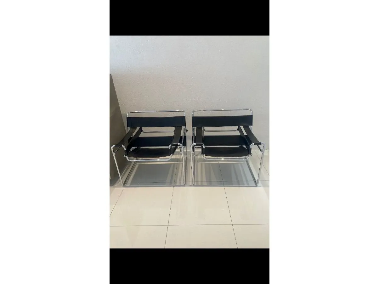 Set of 2 black Wassily armchairs, Gavina 2
