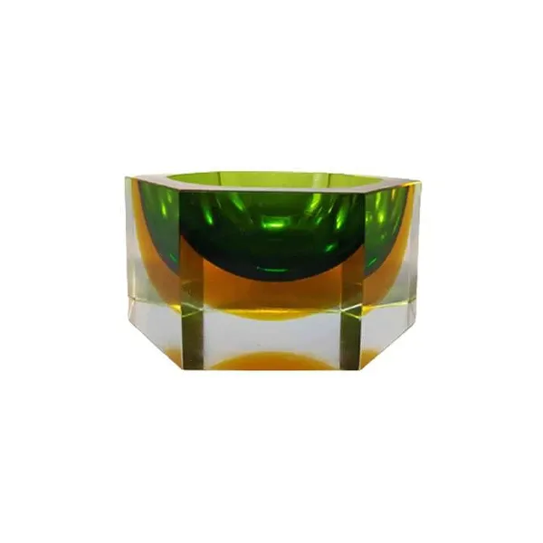 Vintage yellow and green glass bowl (1960s), Seguso image