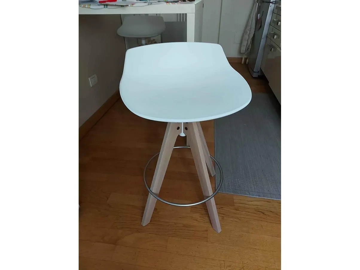Flow stool set 2 polycarbonate and wood (white), MDF Italia 1