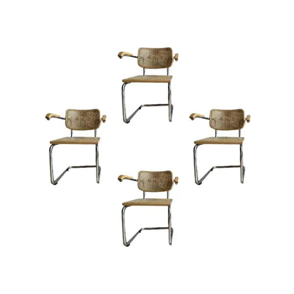 Set of 4 Cesca B32 chairs by Lajos Breuer with armrests, Alivar image