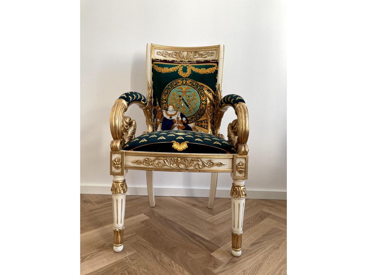 Versace Vanitas Armchair and Ottoman Set Front
