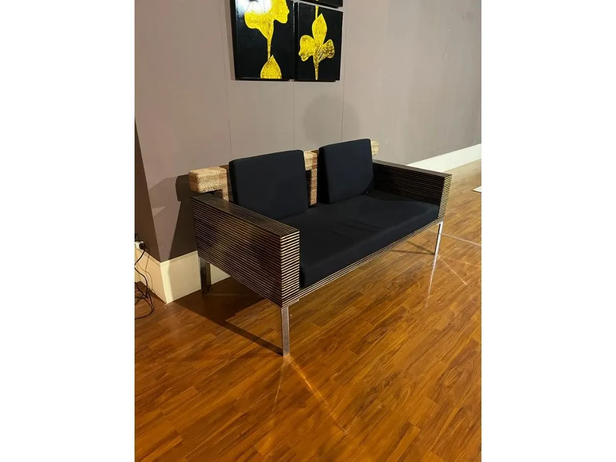 2 seater sofa in wood and Abaca, Intrecci 1
