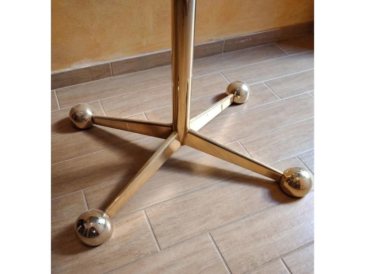 Tavolino in ottone e vetro fumè vintage (anni '70) 8