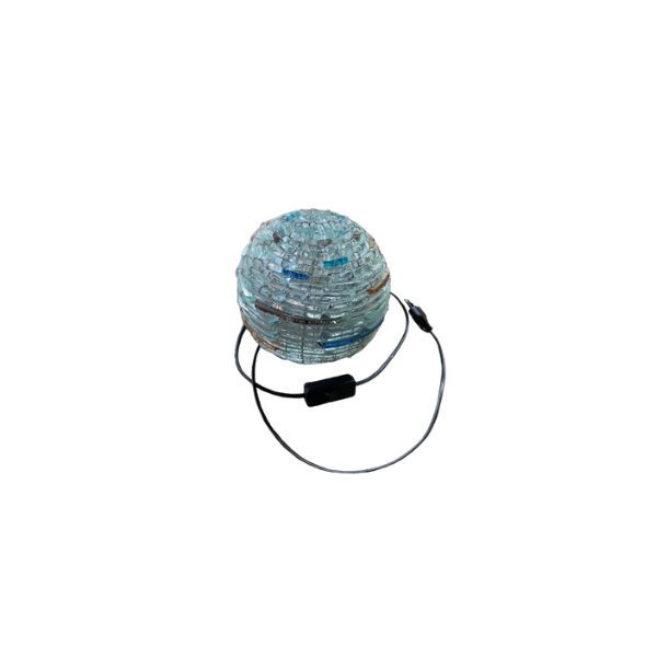 Lampada da tavolo in vetro scalpellato azzurro (anni '70), image