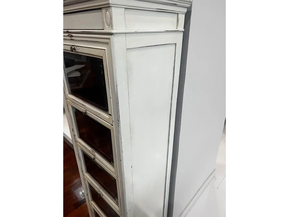Hohe Bücherregal mit Glastüren (weiß) 2