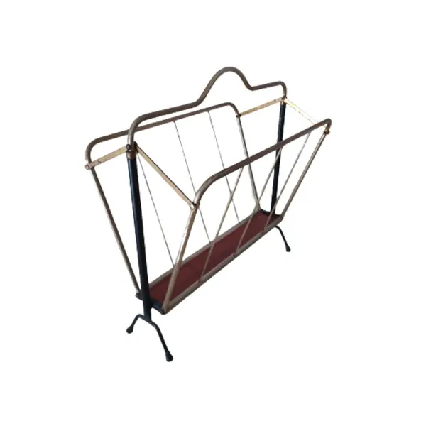 Resealable magazine rack in brass and wood (1950s), image