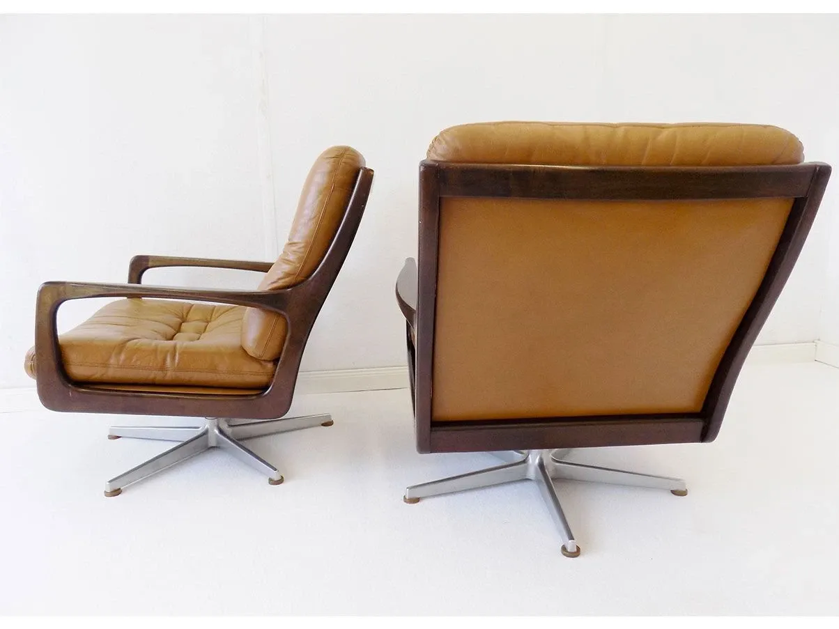2er Set Ledersessel von Eugen Schmidt (braun) 3