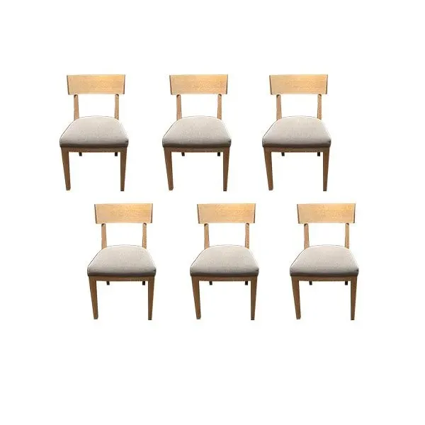 Set of 6 chairs with curved backrest in oak wood, B&B Italia 5