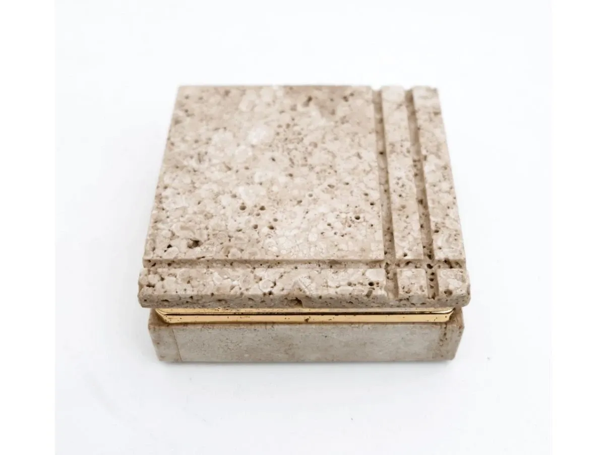 Set da fumo vintage in travertino (anni '70), 3