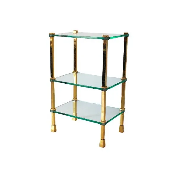 Vintage brass and glass side table (1980s), image