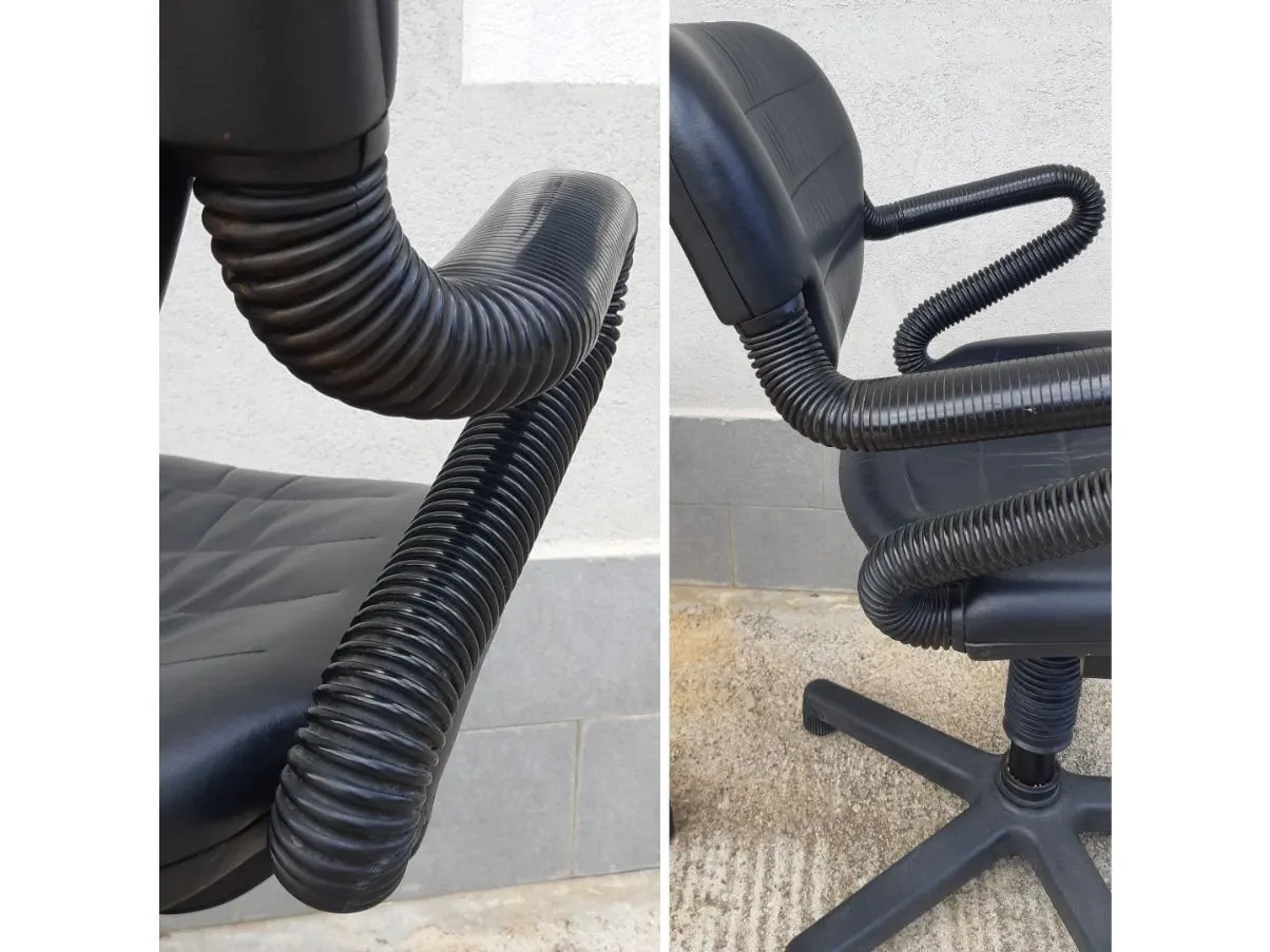 Sedia Vertebra vintage in pelle nera (anni '80) 3