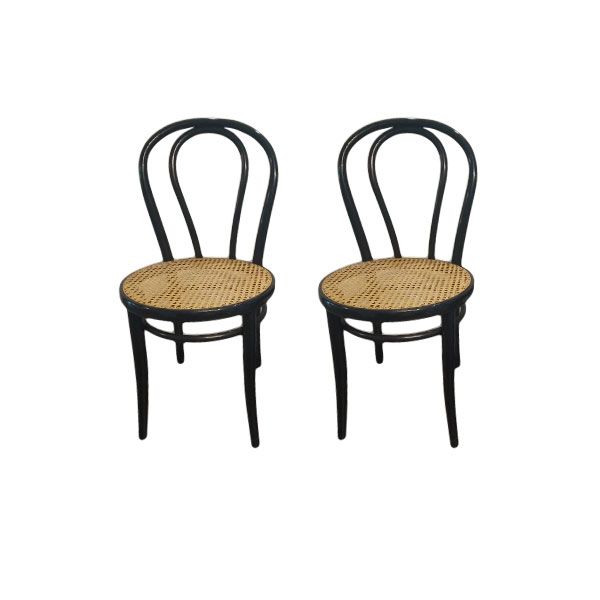 Set 2 sedie Thonet A18/14 legno e paglia di Vienna, Italcomma