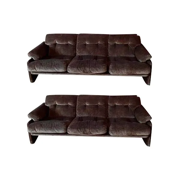 Set of 2 Coronado 3-seater sofas in velvet (brown), B&B Italia image