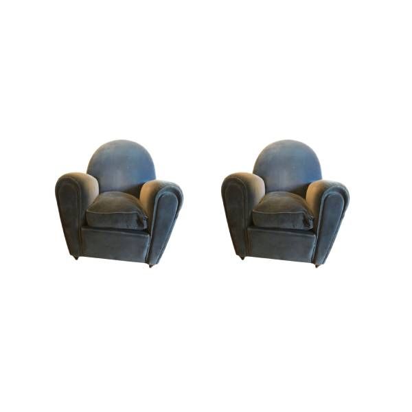 Set of 2 Vanity Fair armchairs in velvet, Poltrona Frau image
