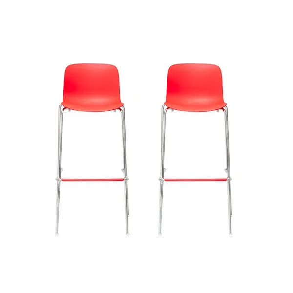 Set of 2 Troy stools in steel and polypropylene (red), Magis 2