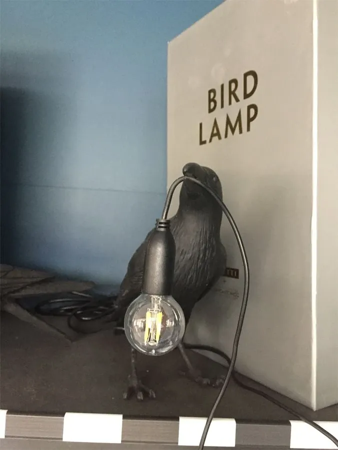 Bird Lamp Black Waiting (outdoor) 