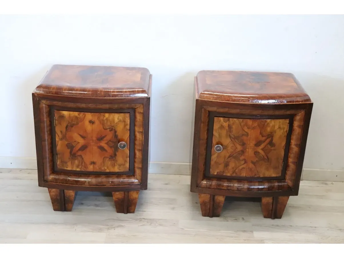Set of 2 vintage wooden bedside tables 1