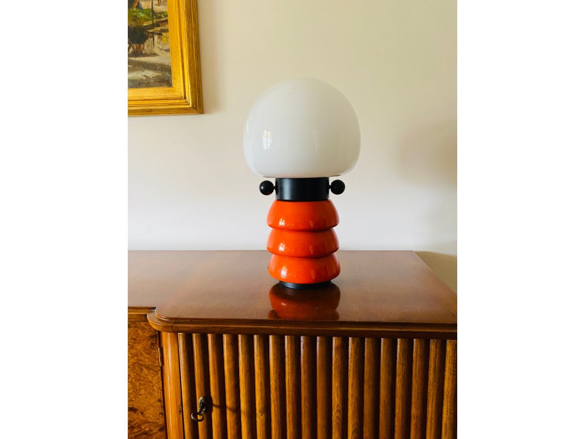 Vintage Tischlampe Orange 70er Jahre Side