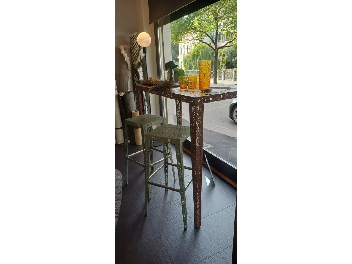 Set of rectangular high table and 2 stools, Medes 