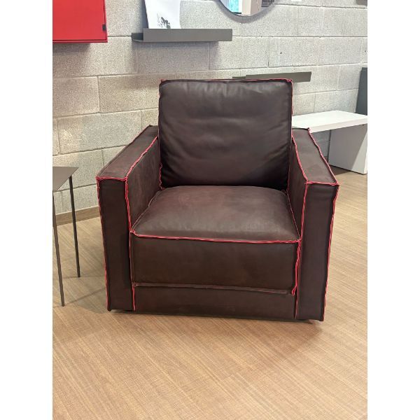 Rexina armchair in leather (burgundy), Flexstyle image